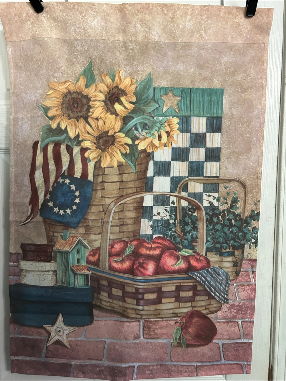 Country Sunflower & Apple Basket Flag